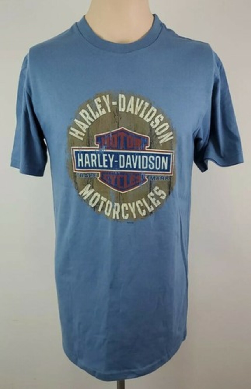 Harley Davidson Barrie Motorcycles Mens Blue Short Sleeve T-Shirt Size Medium